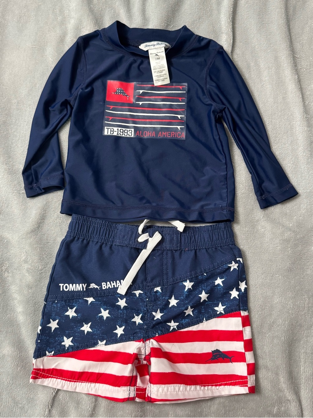 Tommy Bahama American Flag USA Toddler Swim Shorts Set